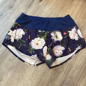 Oiselle Floral Roga Running Shorts